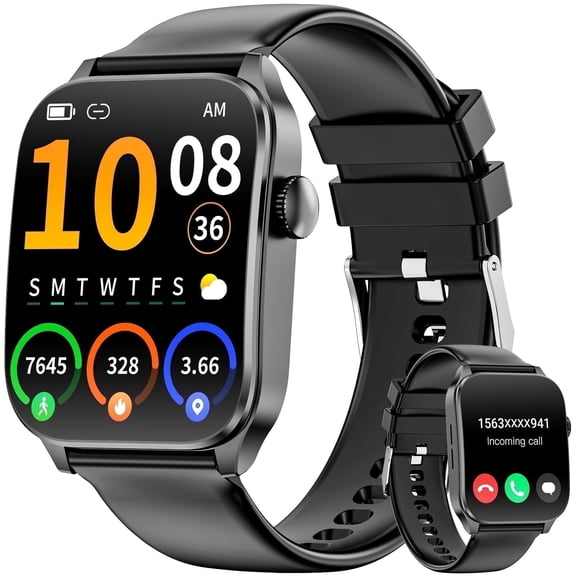 Mingdaln Men's Smartwatch, 1.91-inch HD Curved Screen Fitness Tracking Watch with Wireless Calling/Message Alerts/IP68 Water Resistant fits for Android and iPhone Devices (Black)