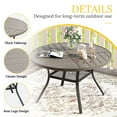 thumbnail image 4 of Vicllax Outdoor Patio Dining Table Dia.41" Slatted Tabletop Metal Frame with Umbrella Hole, Graywood, 4 of 8