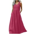 thumbnail image 2 of Liquidation d'Été 2025! Robe Grande Taille pour Femmes, Robe d'Été en Coton et Col Rond Sans Manches Longue, 2 of 5
