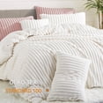 thumbnail image 3 of NAYOROOM 3-Piece Creamy White Fluffy Striped Duvet Cover King Set, Super Soft Faux Rabbit Fur Winter Warm Fuzzy Comforter Cover, 3 of 14
