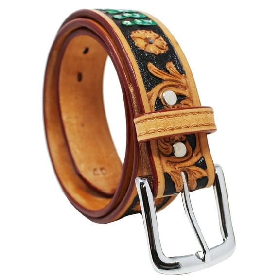 27-28 Western 1-1/2" Wide Rodeo Fashion Antique Tooled Leather Belt 2670RS