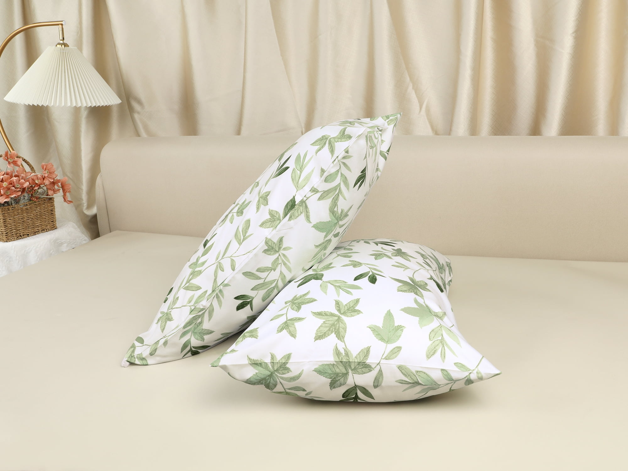 Unique Bargains Pillowcase with Envelope Closure Floral Pillow Cases Queen Emerald Green