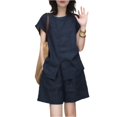 thumbnail image 2 of Stichou Two Piece Sets for Women 2026 Summer Outfits Lounge Sets Crew Neck Tops Shorts Womens Vacation Travel Outfits Navy M, 2 of 5