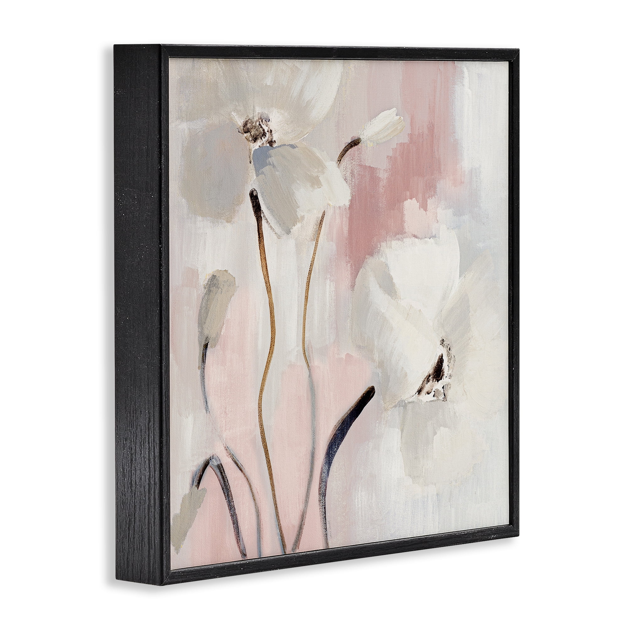 Stupell Industries Abstract White Blooms Botanical & Floral Painting Black Framed Art Print Wall Art, 12 x 12