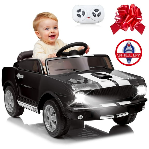 Joyracer 12 Volt Ride on Toys for Toddlers, Shelby GT350 Power Cars Wheels Gift w/ Remote Control, High/Low Speed, USB, Bluetooth/MP3, Horn, LED Light, Black
