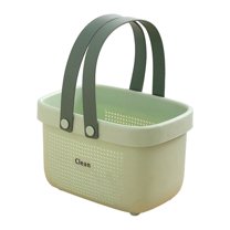 Plastic Storage Basket with Handle Portable Shower Caddy Tote Organizer Basket Bin for Bathroom Kitchen Dorm Room Bedroom, Grey, 9.7x6.5x5.9"