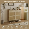 thumbnail image 6 of Huloretions Rattan Shoe Cabinet With 4 Flip Drawers,Freestanding Shoe Cabinet Organizer,Shoes Storage Cabinet For Entryway,Farmhouse Narrow Shoe Rack Cabinet, 6 of 9