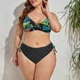 thumbnail image 3 of TSADFHJI 2 Piece Swimsuits Bikini Plus Size Print High Waisted Bottom Bathing Suits Vintage Ladies Split High Waist Bikini Swimsuit Womens Bras Plus Size Robe Bras Small Chest Push Up Green XL, 3 of 7
