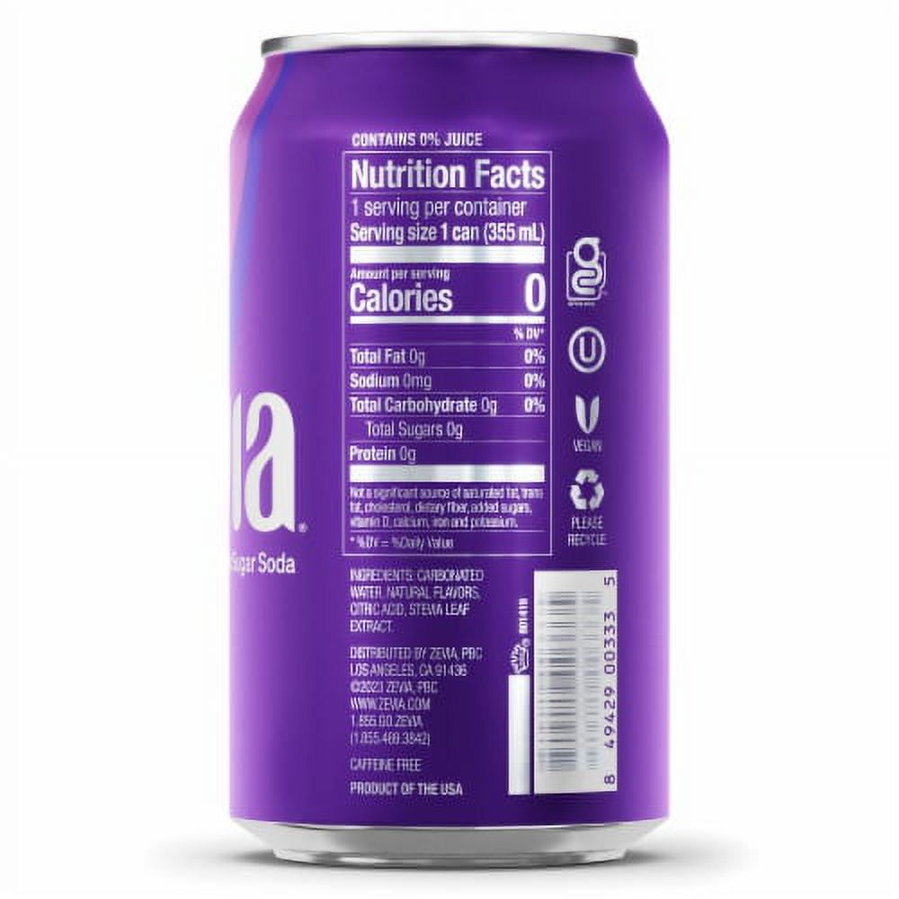 2X - Zevia Grape Zero Calorie Soda Cans