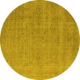 thumbnail image 1 of Ahgly Company Machine Washable Indoor Round Oriental Yellow Industrial Area Rugs, 4' Round, 1 of 4