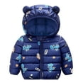 thumbnail image 2 of Splozh Kids Toddler Boys Girls Hooded Jackets Fashion Cute Toddler Baby Boy Girl Winter Cartoon Windproof Coat Hooded Warm Outerwear Jacket,Navy,18-24 Months, 2 of 4
