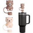 thumbnail image 1 of Cubiertas de Silicona en Forma de Oso para Pajillas para Taza Stanley - Tapa Reutilizable a Prueba de Polvo para Tazas de 30oz y 40oz, Se Ajusta a Pajillas de 10mm, 1 of 4
