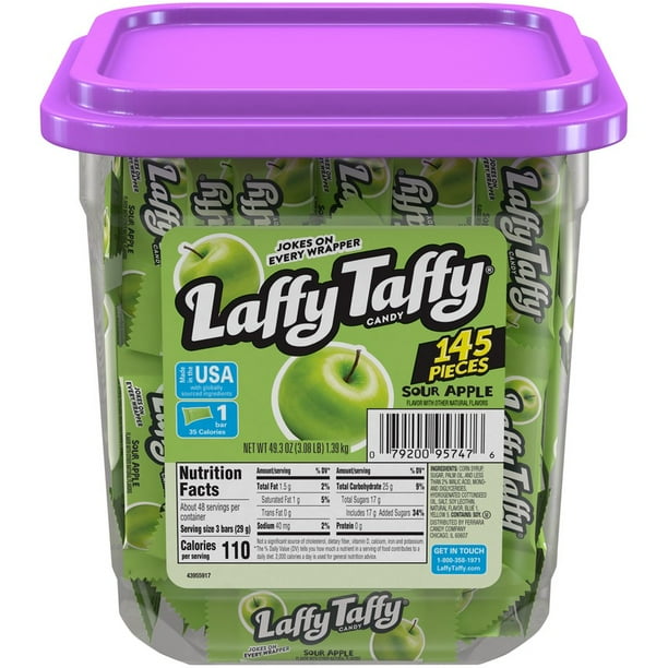 Laffy Taffy Sour Apple Candy, 0.34oz (145 Count)