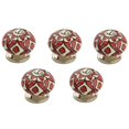 thumbnail image 1 of 1,62 Po Brun Feuilles Blanc & Brun Armoire Bouton & 44; Pack de 5, 1 of 1