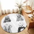 thumbnail image 2 of Washable Round Area Rug Funny Animal SPA Sketch Art Circle Rugs Floor Carpet for Living Room Bedroom, Bear Panda Elephant Raccoon Soft Non Slip Round Rug 4ft, 2 of 9
