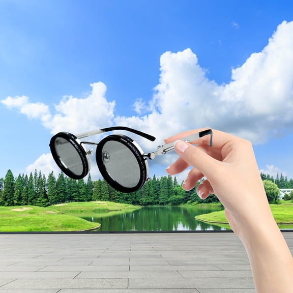 Adjustable Tint Sunglasses for Men - Polarized Round Lenses with 1-9 Gears Manual Control, Built-in ND Filter for Fishing, Beach & Outdoor Activities