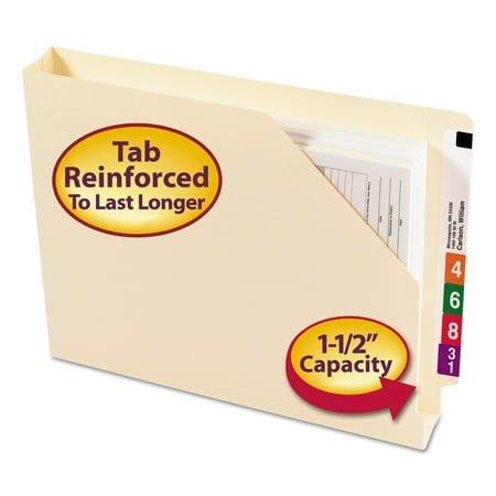 Smead End Tab Jackets w/Reinforced Tabs, Letter, 14pt Manila, 50/Box -SMD75740