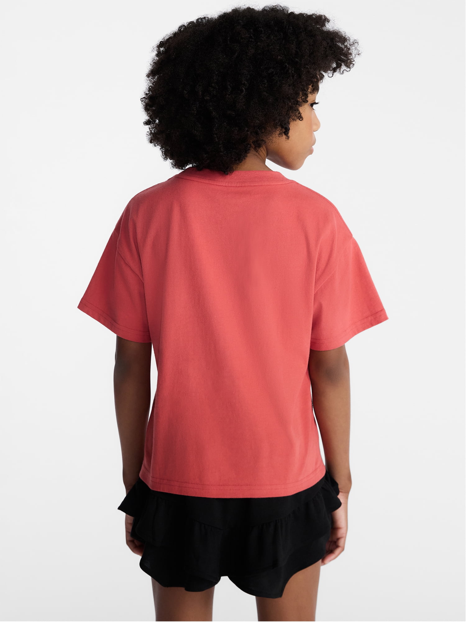 Weekend Academy Girls Oversized Graphic Cotton Tee with Short Sleeves, Sizes 4-18