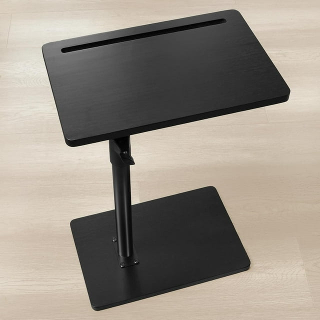 Sofa Armrest Tray Table for Couch Swivel Height Adjustable End for Small Spaces Snack Side Table for Bed or Chair with Phone & Tablet Slot (Rustic )