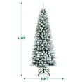 thumbnail image 4 of Costway 6.5ft Snow-Flocked Hinged Artificial Christmas Pencil Tree w/ 829 Mixed Tips, 4 of 10