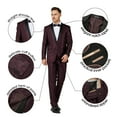 thumbnail image 3 of Antonio Uomo Men’s Suit Set – Slim Fit 2 Piece Tuxedo Blazer Solid One Button Jacket Pants Formal Business Wedding Party Prom Elegant Dress Suits Maroon 36, 3 of 6