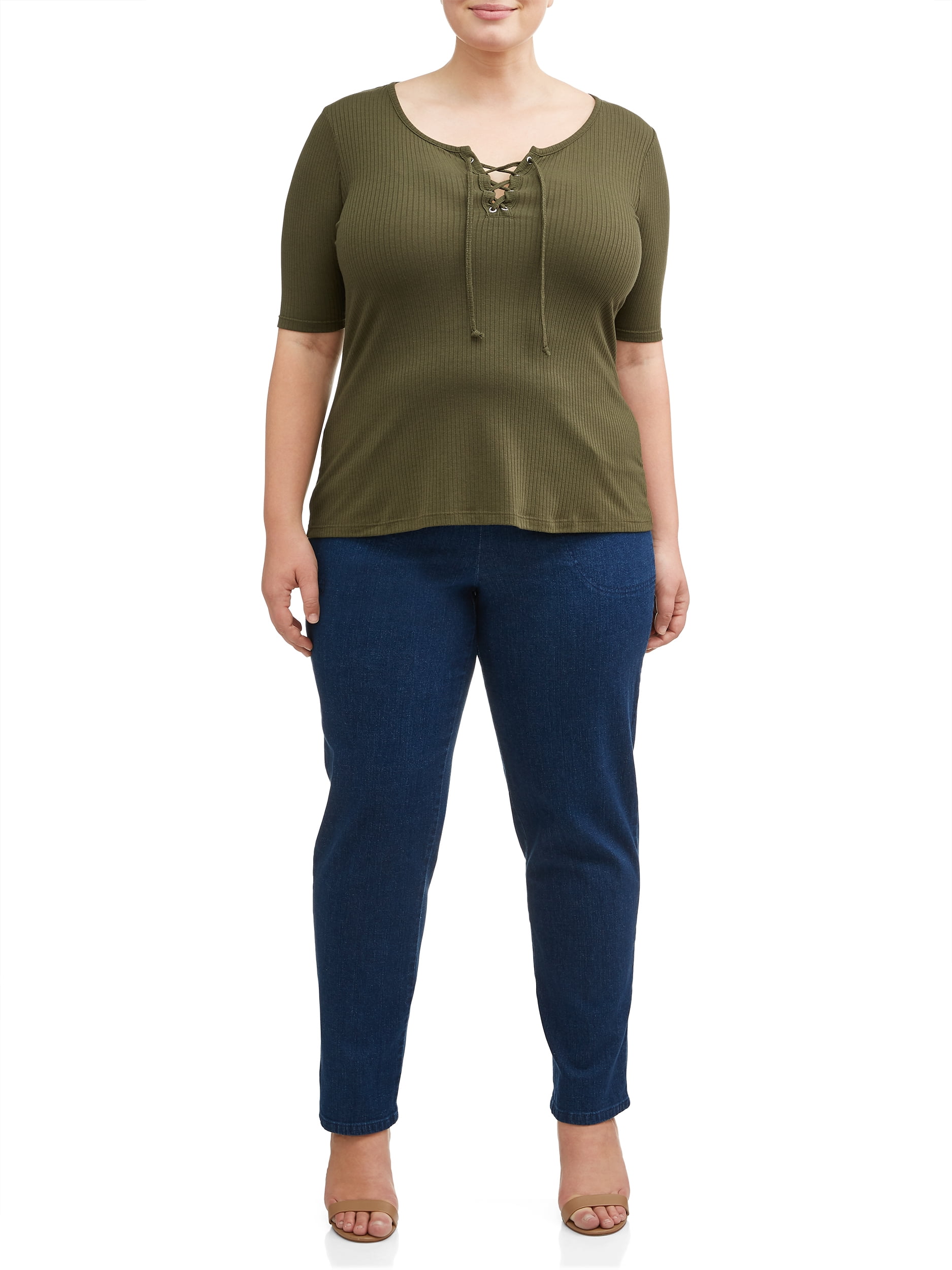 Just My Size Women's Plus Size Pull on 2-Pocket Stretch Woven
