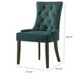 thumbnail image 5 of Esme 24 Inch Solid Wood Dining Chair, Velvet, Tufted, Set of 2, Green - Saltoro Sherpi, 5 of 6