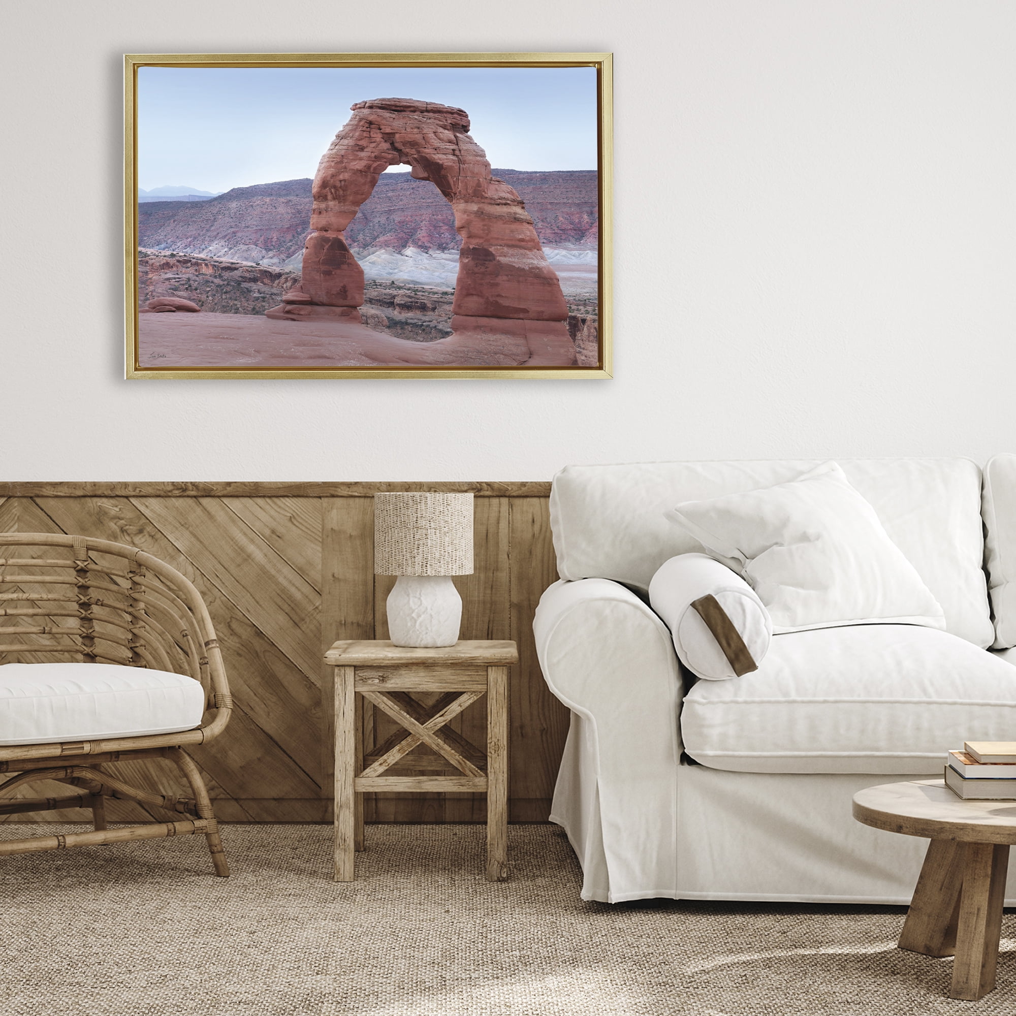 Stupell Industries Time's Sculpture Delicate Arch Gold Framed Floater Canvas Wall Art, design by Lori Deiter