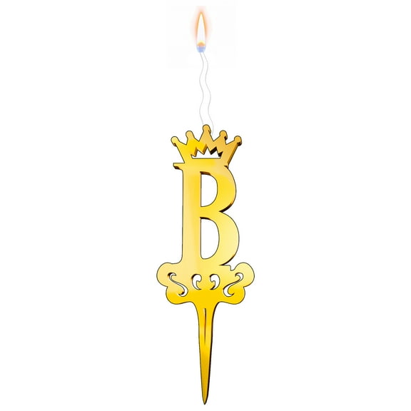 Gold Glitter Letter B - Luxury Cake Topper Candle for Birthdays, Weddings & Anniversaries - Reusable Food Safe Acrylic, Shiny Mirror Finish - Happy Birthday Cake Topper Décor