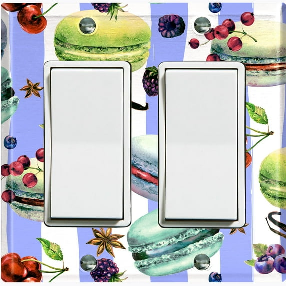 Metal Light Switch Plate Cover Macaron Fruits and Spices French Desserts CAK023