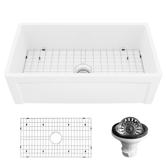 Karran Usa FCP33SBWH Karran FCP33SBWHwh 33" Single Bowl Panel Front Farmhouse Fireclay