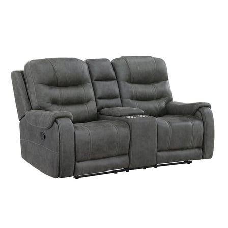 Lexicon Oberon Microfiber Double Reclining Love Seat in Dark Gray