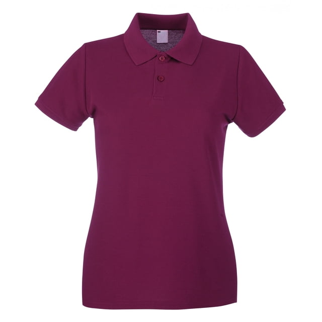 Polo entallado de manga corta para mujer (Guinda)