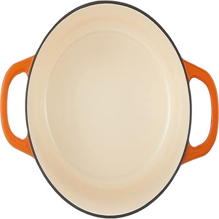 Oval Enameled Cast Iron Dutch Oven, 7-Quart, Sunset Orange