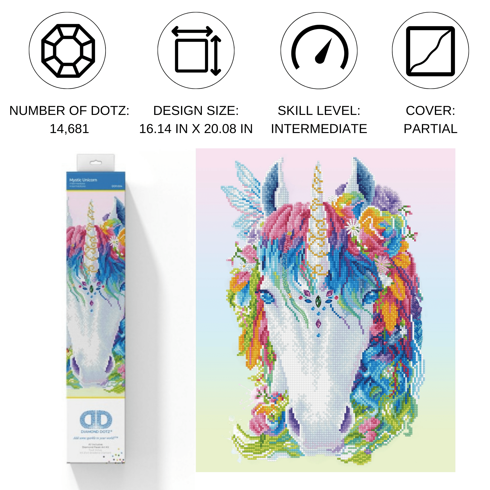 Diamond Dotz Mystic Unicorn Diamond Painting Kits for Adults - Diamond Art Kits a Relaxing Creative Craft Kit with Dotz Gems 16.1x20.1