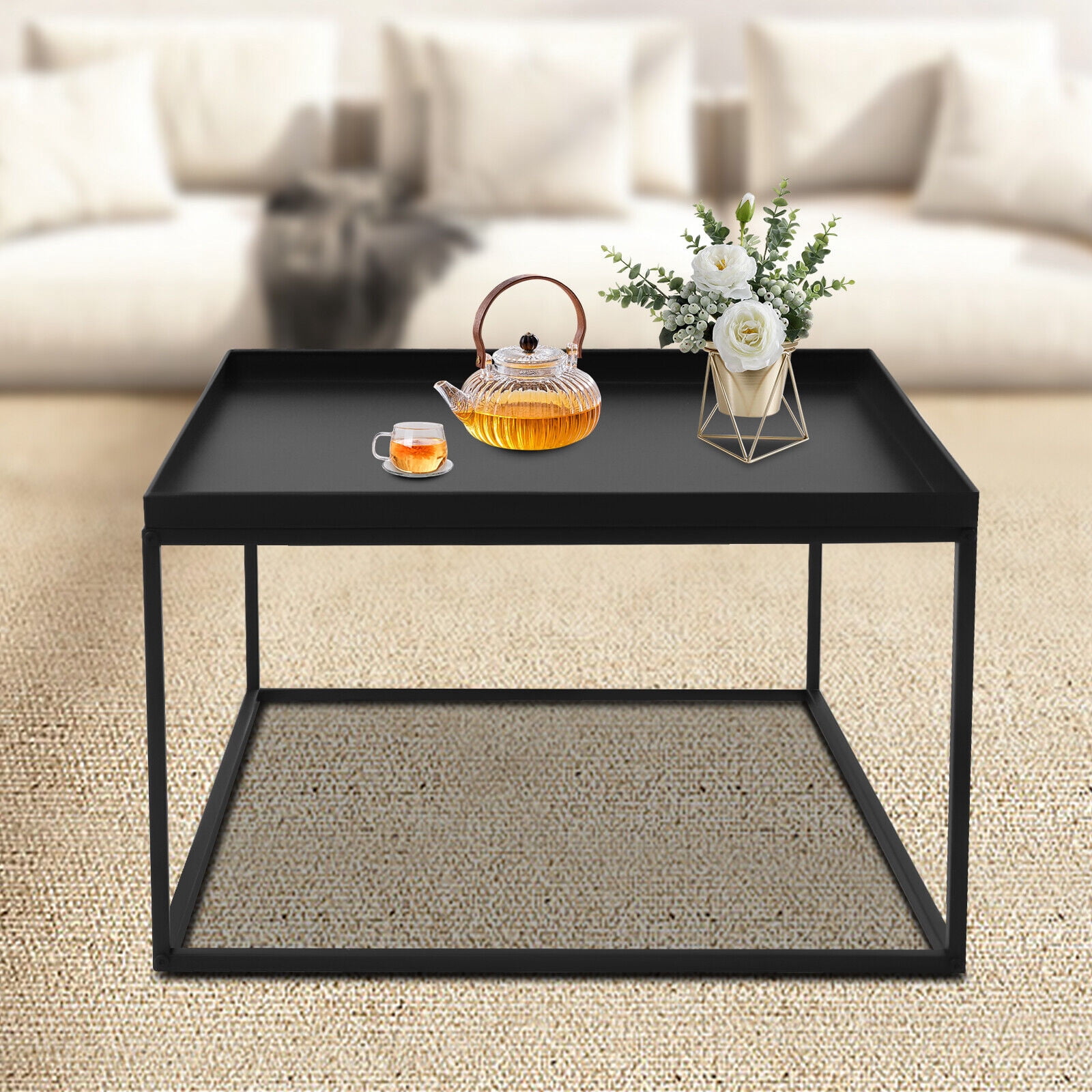 Modern Square Coffee Table Elegant End/side Table Display Stand For Home Office