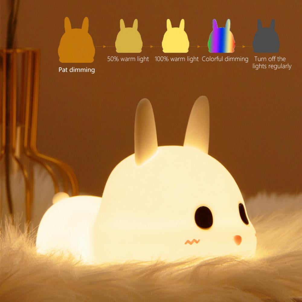 Cute Bunny Night Light, Portable Animal Lamp for Bedroom, Silicone Nursery  Stuff, Kawaii Room Decor,Color Changing/Squishy Baby Toys, Light up Anime  Rabbit 