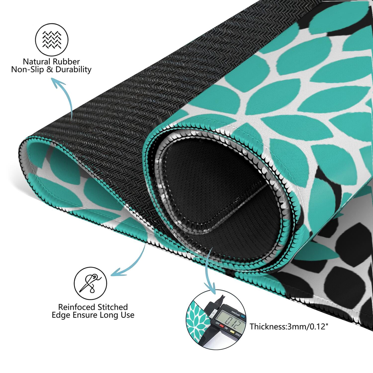 Decorative Boho Print Playing Mat for Mahjong Tables 31.5x31.5 Inch Rubber Surface with Anti-Slip Grip and Noise Dampening for Board Games and Game Room