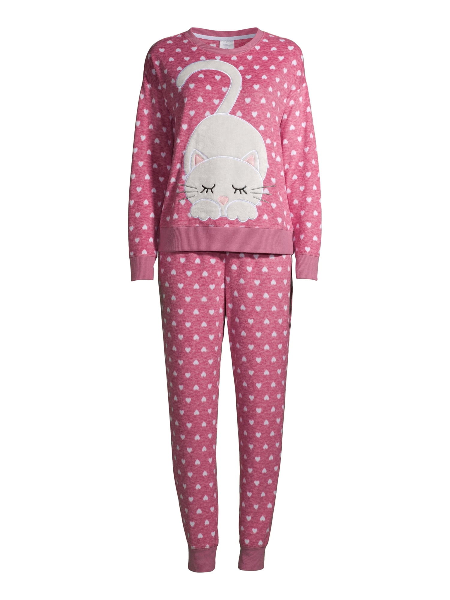 Secret Treasures Women's and Women's Plus Fuzzy Applique Top and Pants, 2-Piece Pajama Set