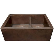 Native Trails Cpk76 Farmhouse Duet 33" Farmhouse Double Basin Copper Kitchen Sink - Copper