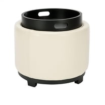 Bowery Hill Single Tray Leather Storage Round Ottoman in White