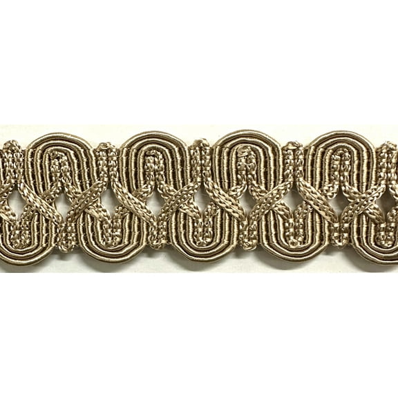1-1/8" Large Scroll Gimp Braid Trimming - 6 Yards! - Color: Beige