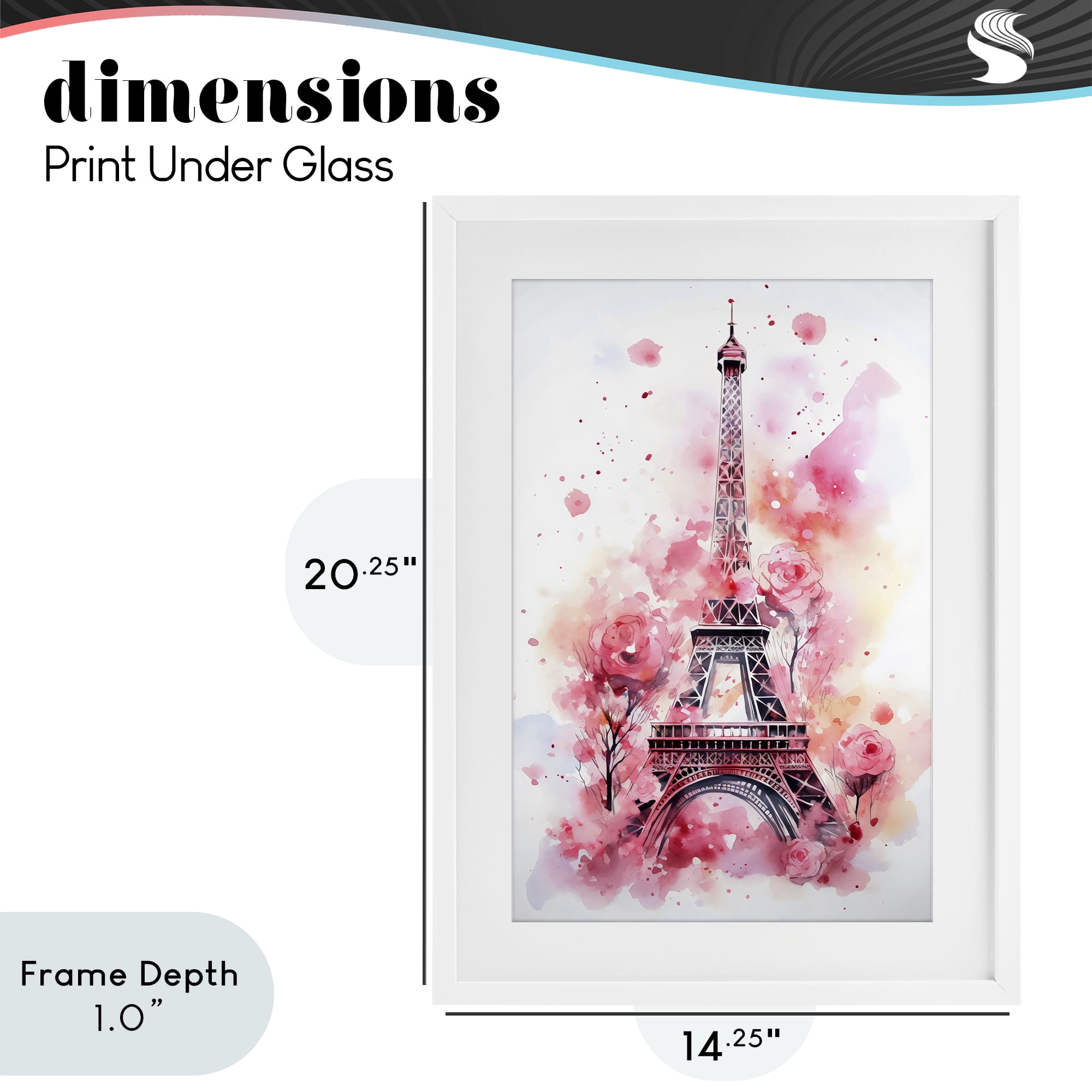 Stupell Industries Eiffel Tower In Roses White Framed Print Under Glass, design by Creative Studio