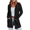 thumbnail image 5 of Women's Long Sleeve Cardigan Open Front Knit Sweaters Solid Soft Casual Loose Outerwear Coats with Pockets, 5 of 9