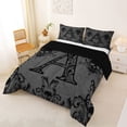 thumbnail image 2 of Castle Fairy Gothic Skull Letter A Queen Comforter Set 3pcs for Adults,Bohemian Damask Bedding Comforter Set,Black Reversible, 2 of 6