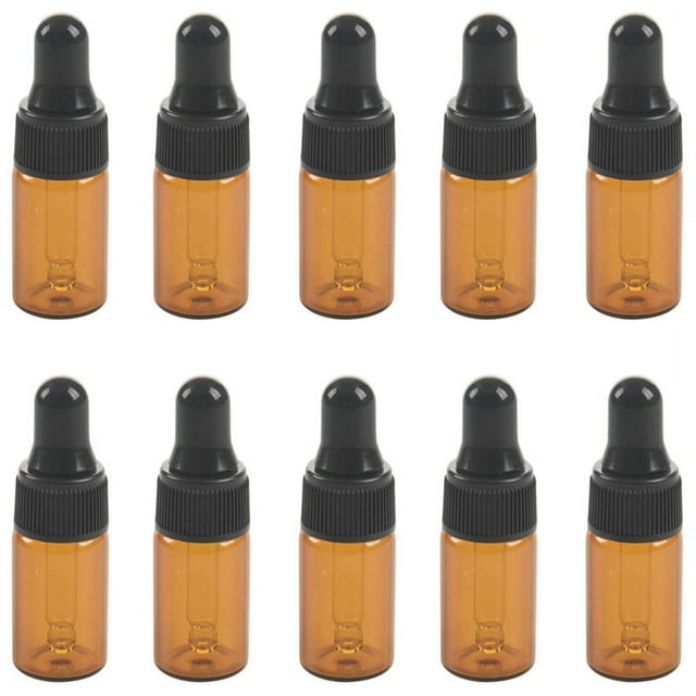 10Pcs 3Ml de Gotero Vidrio MarróN VacíAs con Pipeta para Aceite