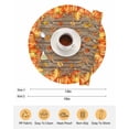 thumbnail image 6 of 13 Inch Round Placemats Set of 6, Orange Fall Non Slip Heat Insulation PP Table Mats, Retro Maple Leaf Pumpkins Thanksgiving Washable Place Mats for Kitchen Dining Party Table Decor, 6 of 7