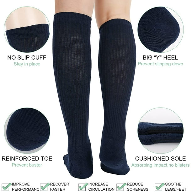 6Pairs Cotton Compression Socks for Men & Women Circulation 8-15mmHg Knee  High Socks 