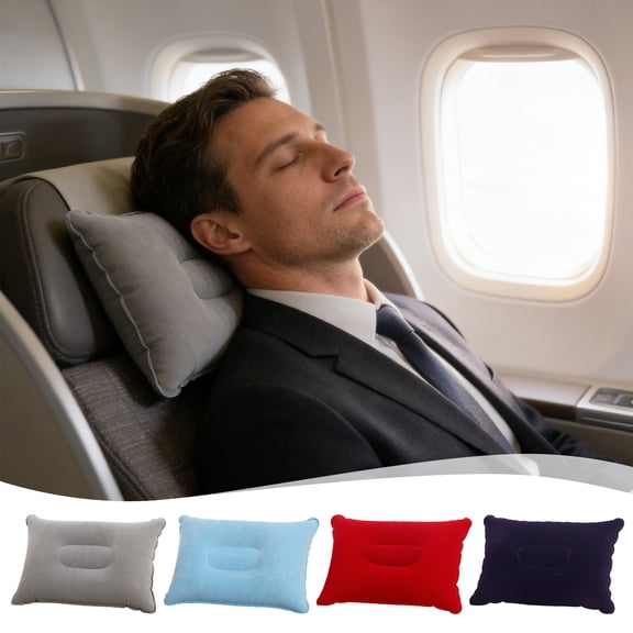 Viflosae Travel Neck Pillows for Airplanes Cervical Neck Pillow for Sleeping Flocked Inflatable Nap Pillow Outdoor Camping Cushion Travel Pillow Portable