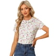 thumbnail image 1 of INSPIRE CHIC Blusa con estampado floral retro con cuello Peter Pan para mujer Blanco crema L, 1 of 6